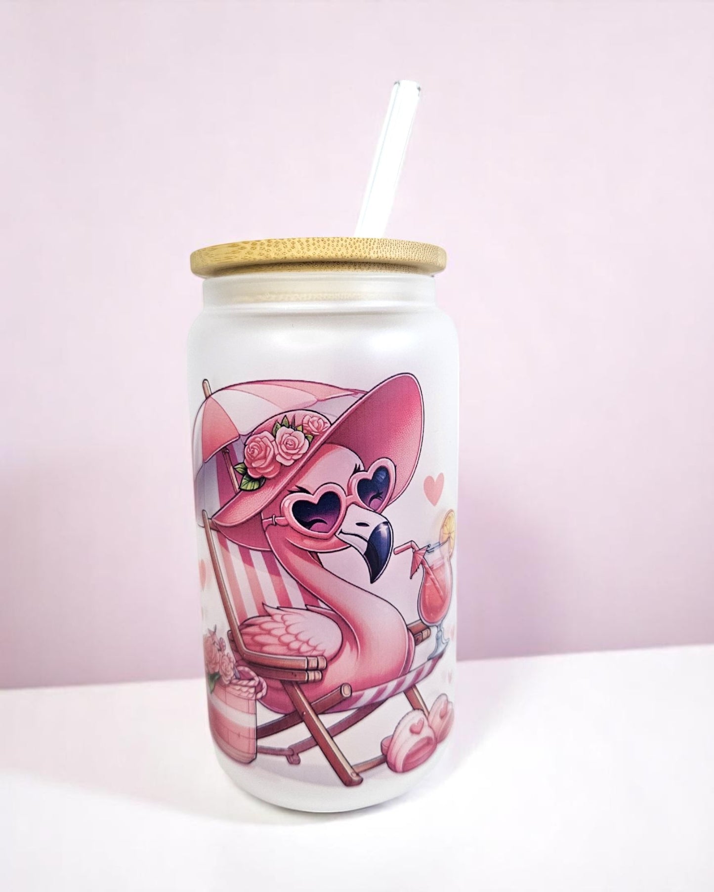Glastumbler Flamingo