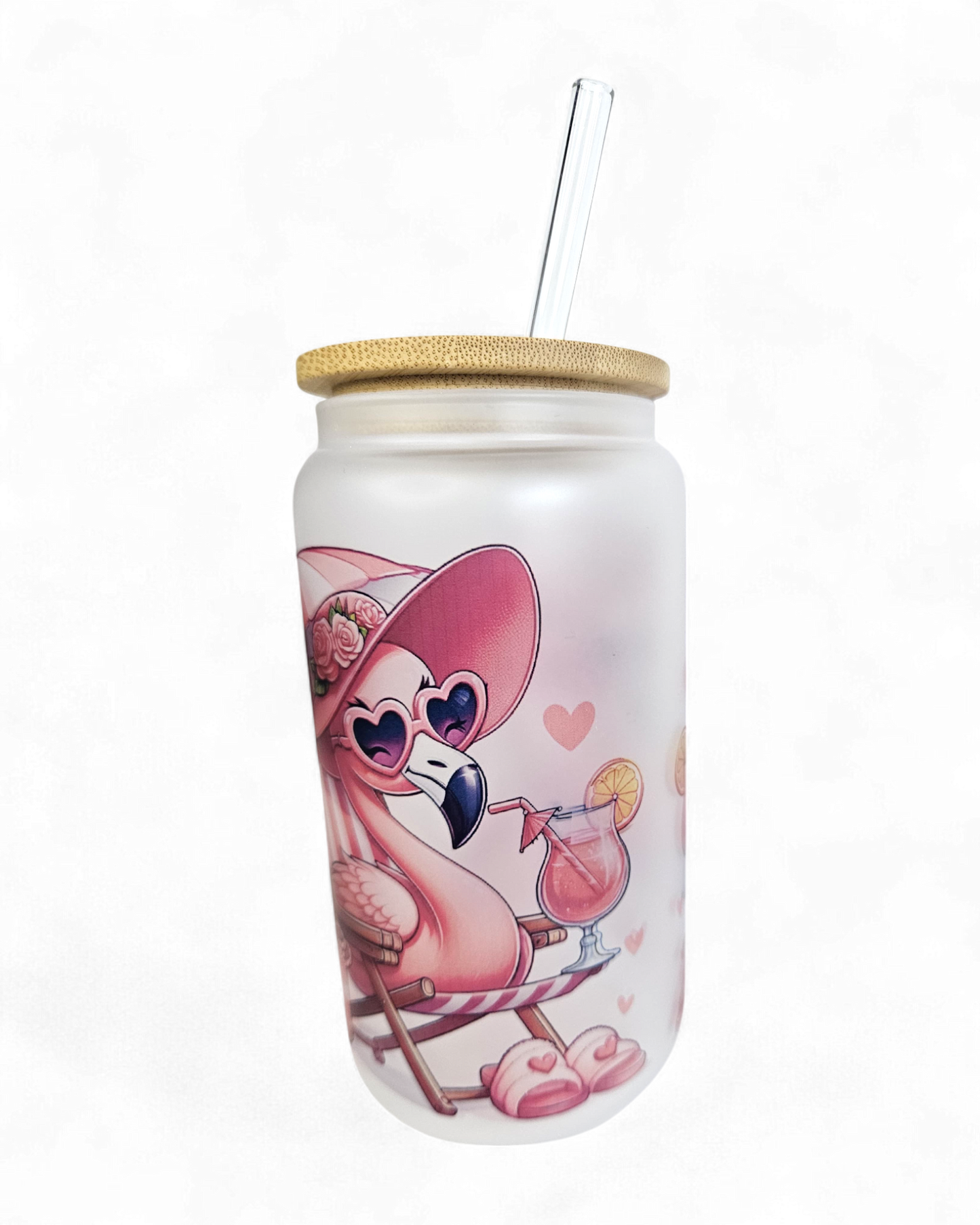 Glastumbler Flamingo