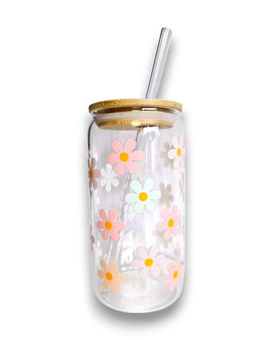 Glastumbler Flower Power