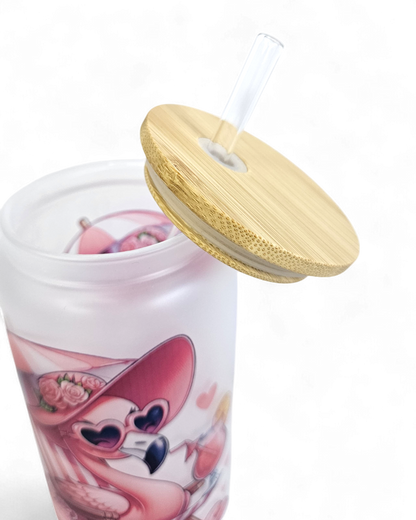 Glastumbler Flamingo
