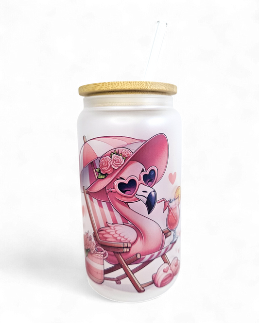 Glastumbler Flamingo