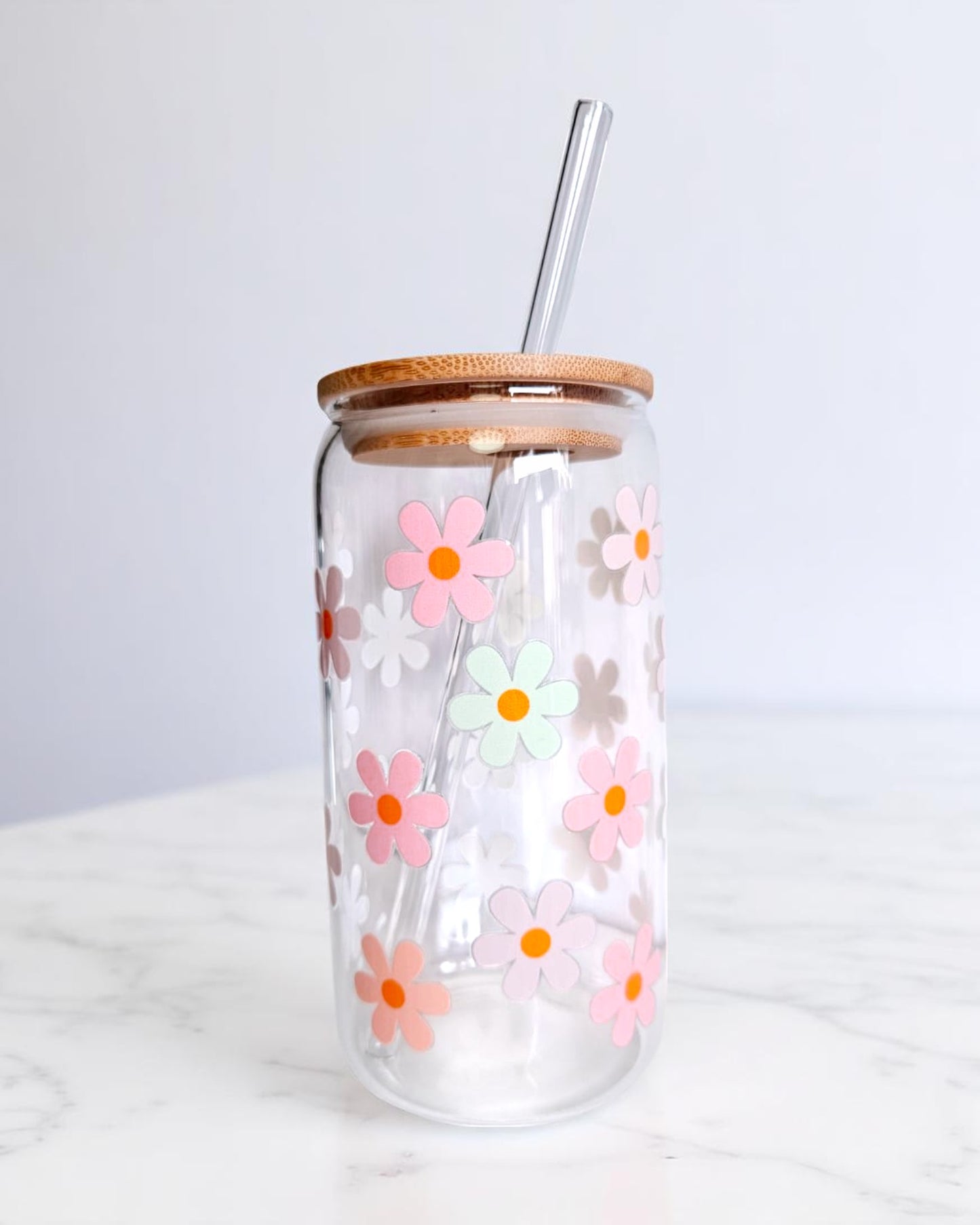 Glastumbler Flower Power