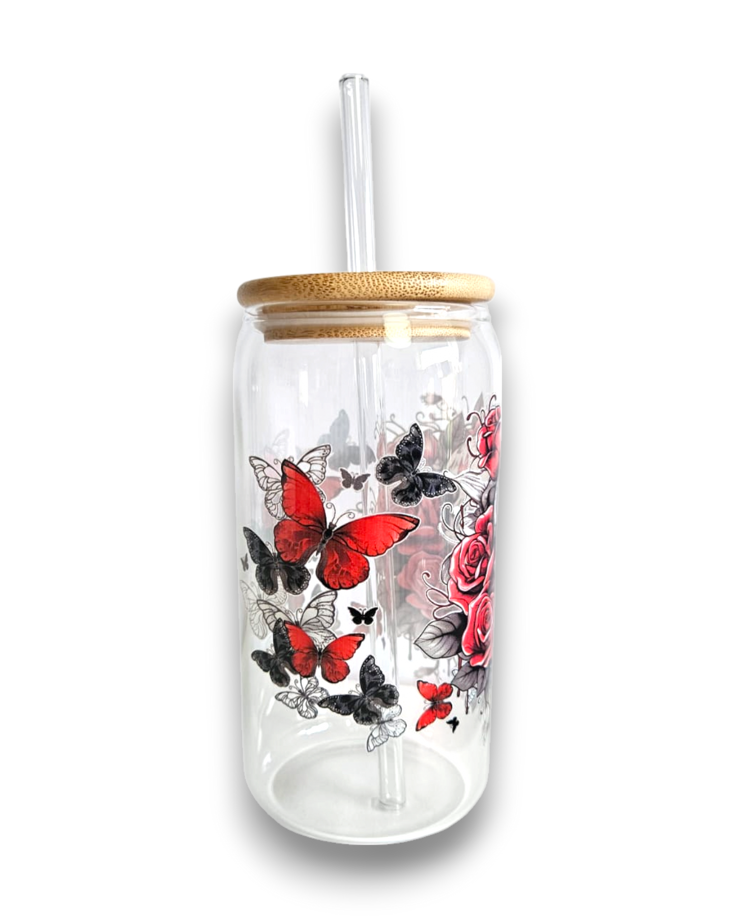 Glastumbler Rose Skull