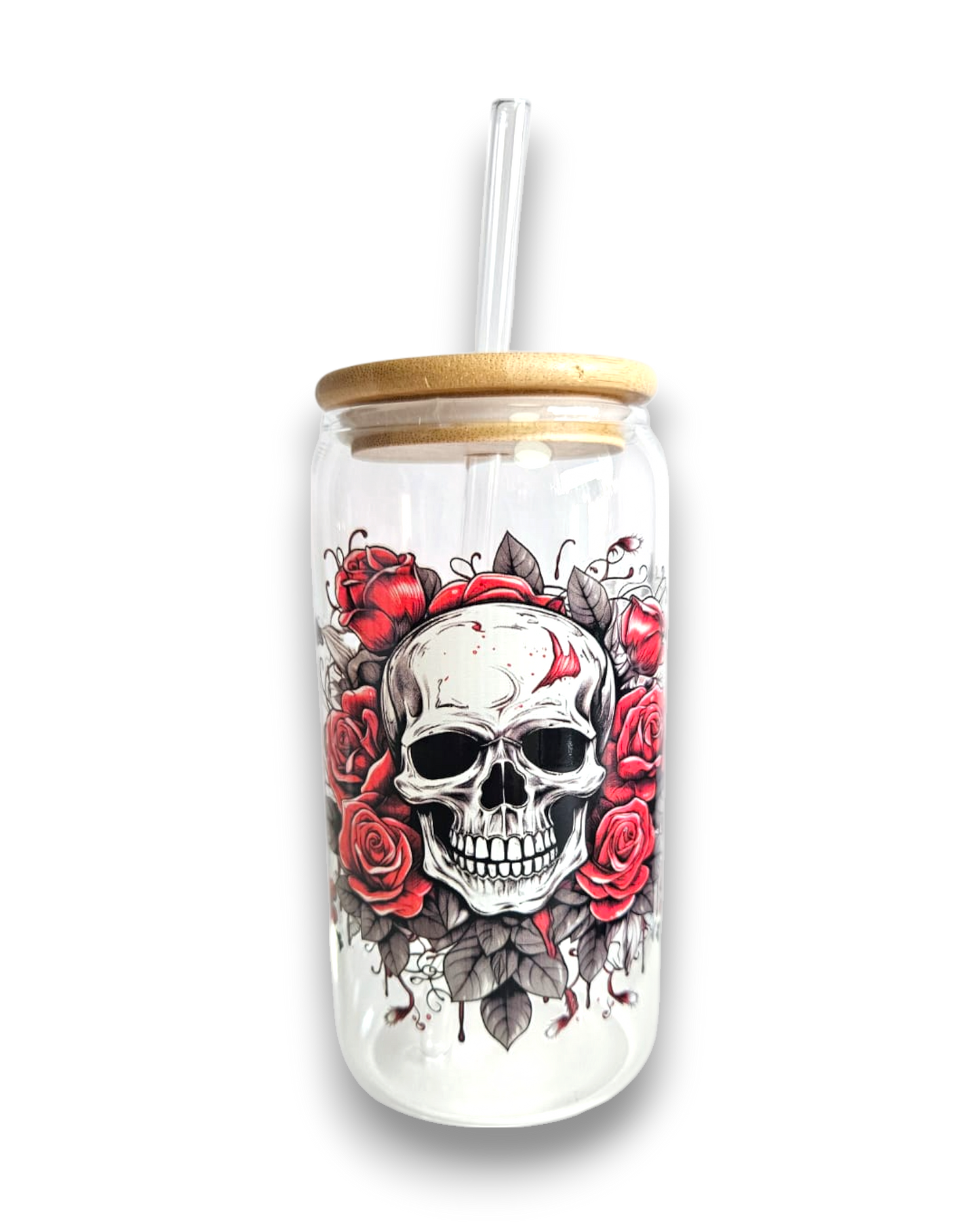 Glastumbler Rose Skull