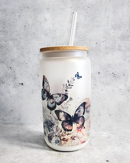 Glastumbler Butterfly